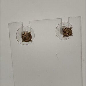 Gold Tone Stud Earrings November Golden Yellow Gemstones